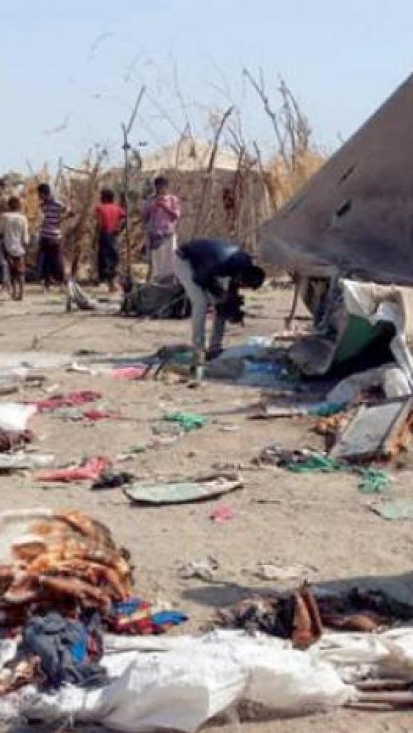 After the camp bombing by Houthis