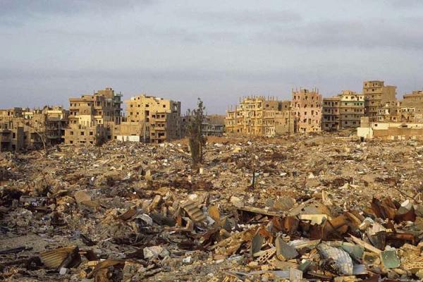 The destruction created by the shelling, Tal el Zaatar, 1976, Alchetron