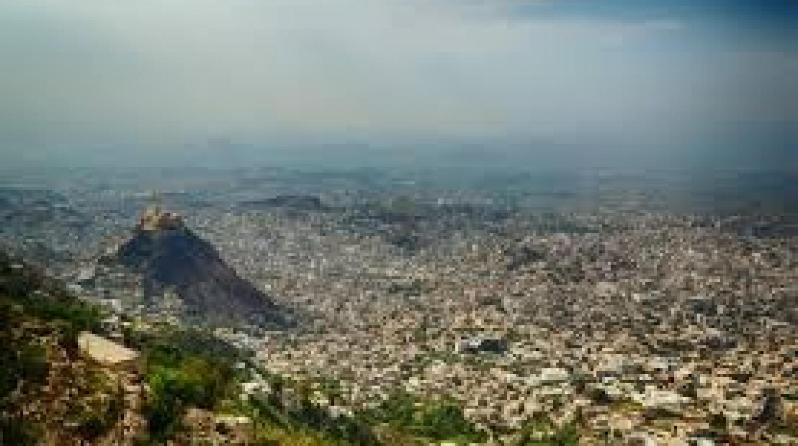 General view of Al-Qahirah Castle aand the city of Taiz, Yemen Press Agency, 31 August 2020