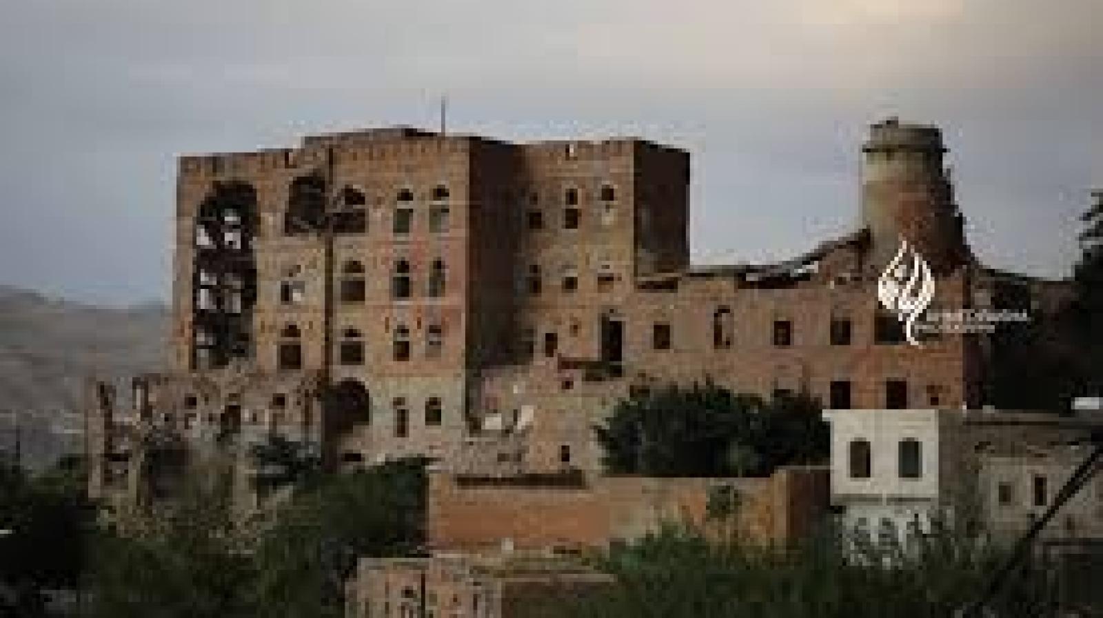 Taiz museum building after it was bombed with mortar rounds by Houthis, Al-Ain News, 21 July 2016