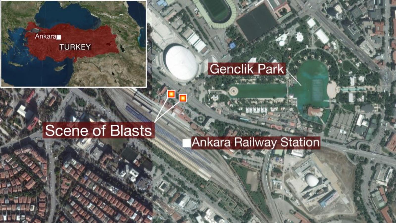 Map: Scene of the bombing,  BBC news, 11 October 2015.